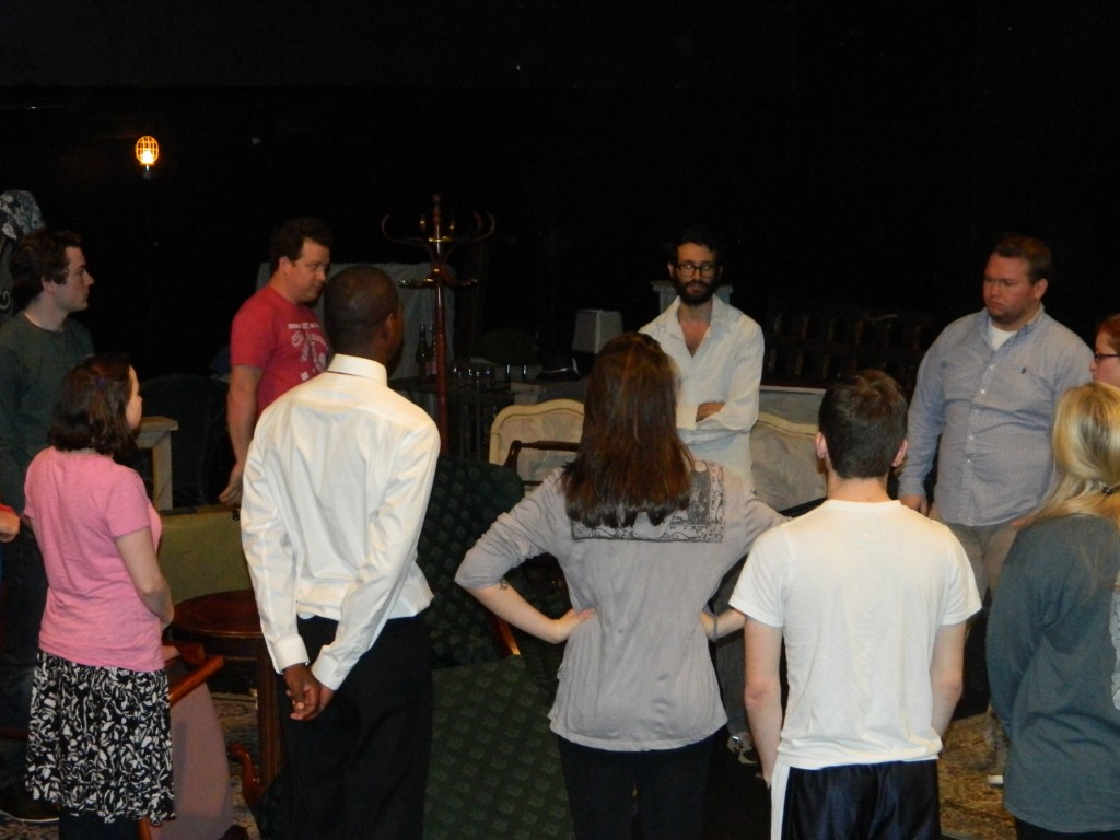 David directing the cast during rehearsal.
